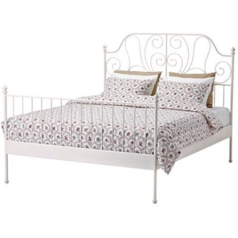 Ikea Leirvik Bed Frame White Full Size Iron Metal